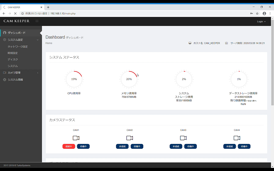 WebUI画面①ダッシュボード